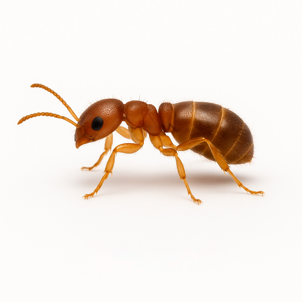 Imagem de Formigas Doceiras (Descrição: Destacam-se formigas urbanas do gênero Monomorium spp. e a espécie Tapinoma melanocephalum (formiga-fantasma). São pequenas, muito ativas e se alimentam principalmente de açúcares. Invadem residências e estabelecimentos comerciais em busca de alimento.)