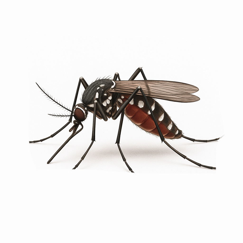 Imagem de Mosquitos (Descrição: As principais espécies de importância urbana são o Aedes aegypti, transmissor da Dengue, da Febre Amarela, Zika e Chikungunya; o Culex quinquefasciatus (pernilongo comum) e o Anopheles spp. Todos se desenvolvem em água parada e podem transmitir doenças graves.)